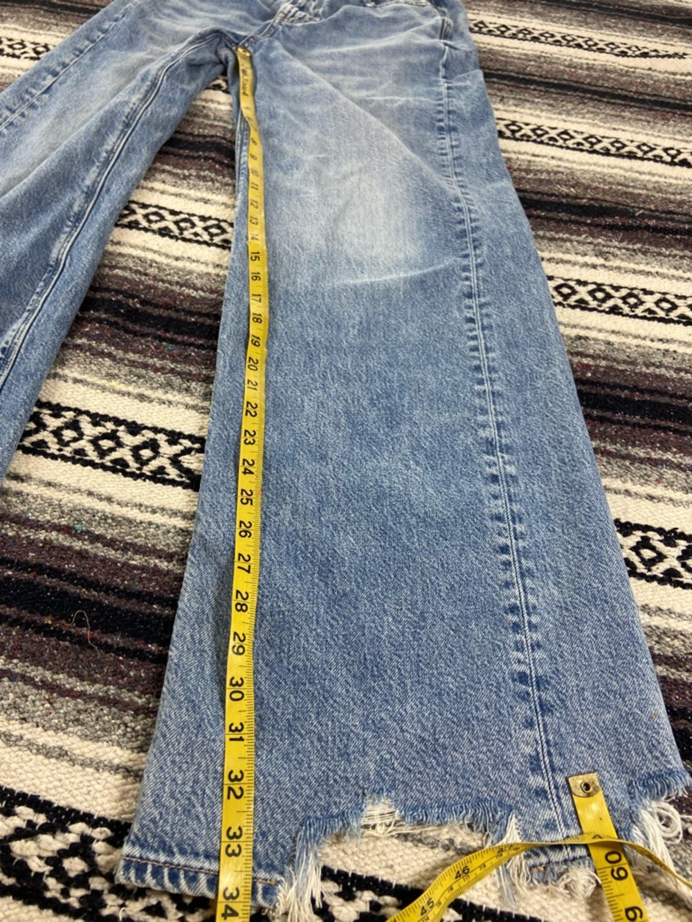 American Eagle Super High Rise Wide Leg Baggy Jeans Distressed 8 X-Long - Picture 5 of 14